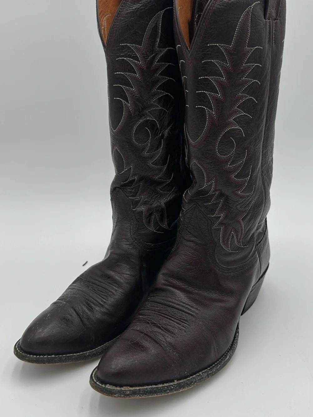 Classic Men's Western Leather Boots in Dark Brown